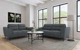 Nolan Charcoal Upholstered Sloped Track Arm Loveseat - Ornate Home