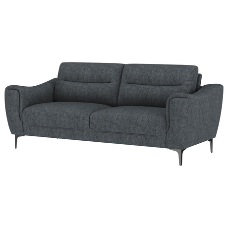 Nolan Charcoal Upholstered Sloped Track Arm Sofa - Ornate Home