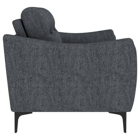 Nolan Charcoal Upholstered Sloped Track Arm Sofa - Ornate Home
