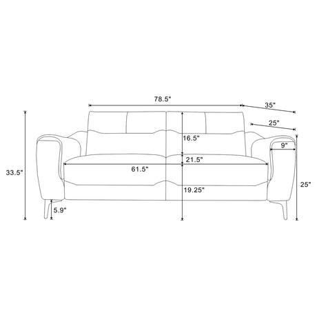 Nolan Charcoal Upholstered Sloped Track Arm Sofa - Ornate Home