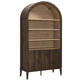 Nolan Dark Walnut 74" Tall Wide Arched Storage Display Cabinet Bookshelf