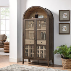 Nolan Dark Walnut Arched Bar Cabinet - Ornate Home