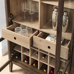 Nolan Dark Walnut Arched Bar Cabinet - Ornate Home