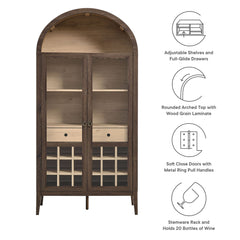 Nolan Dark Walnut Arched Bar Cabinet - Ornate Home
