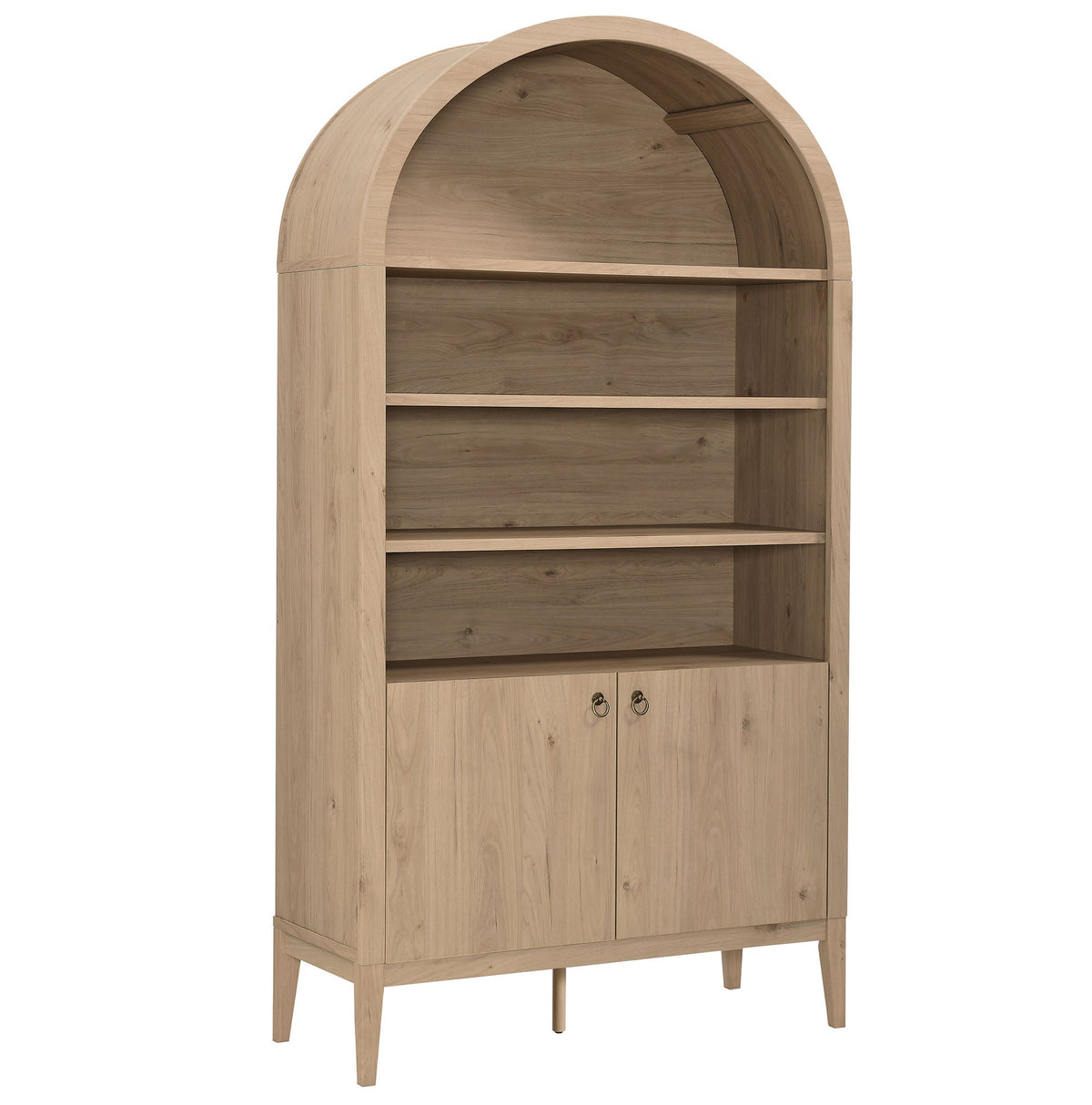 Nolan Light Oak 74" Tall Wide Arched Storage Display Cabinet Bookshelf