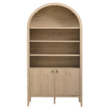 Nolan Light Oak 74" Tall Wide Arched Storage Display Cabinet Bookshelf