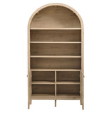 Nolan Light Oak 74" Tall Wide Arched Storage Display Cabinet Bookshelf