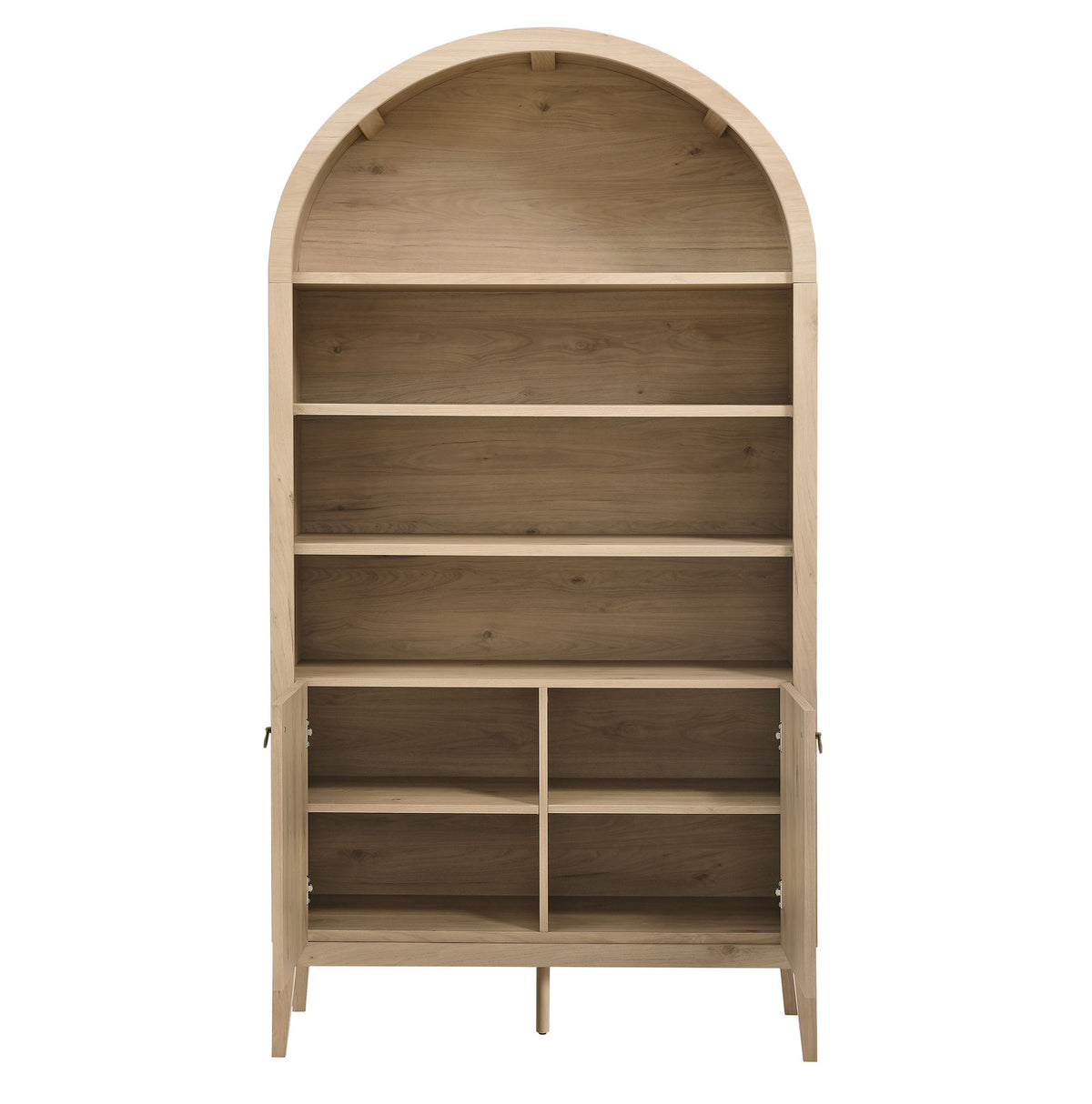 Nolan Light Oak 74" Tall Wide Arched Storage Display Cabinet Bookshelf