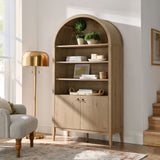 Nolan Light Oak 74" Tall Wide Arched Storage Display Cabinet Bookshelf