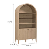 Nolan Light Oak 74" Tall Wide Arched Storage Display Cabinet Bookshelf