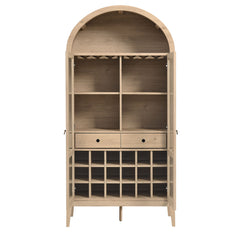 Nolan Light Oak Arched Bar Cabinet - Ornate Home