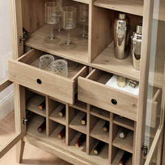 Nolan Light Oak Arched Bar Cabinet - Ornate Home