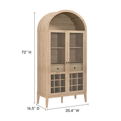Nolan Light Oak Arched Bar Cabinet - Ornate Home