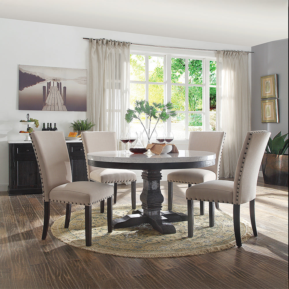 Nolan Linen/Weathered Black Side Chair (Set of 2) - Ornate Home