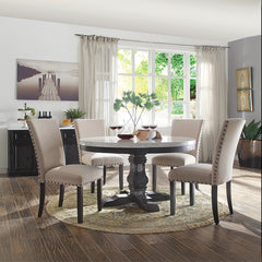 Nolan Linen/Weathered Black Side Chair (Set of 2) - Ornate Home