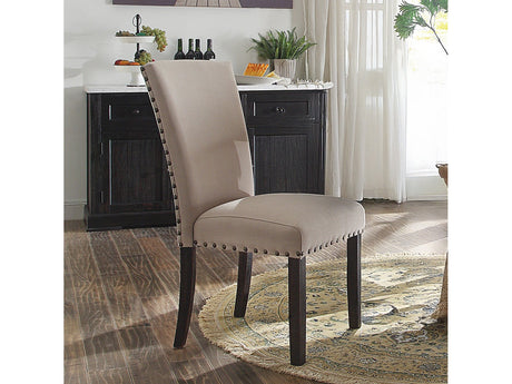 Nolan Linen/Weathered Black Side Chair (Set of 2) - Ornate Home