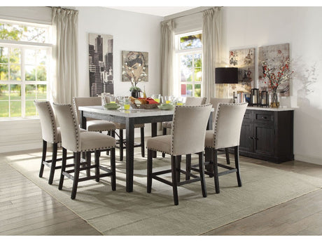 Nolan White Marble & Salvage Dark Oak Counter Height Dining Table - Ornate Home