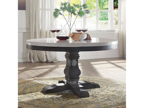 Nolan White Marble & Salvage Dark Oak Dining Table - Ornate Home
