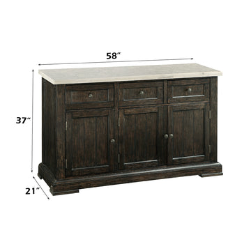 Nolan White Marble & Salvage Dark Oak Server - Ornate Home