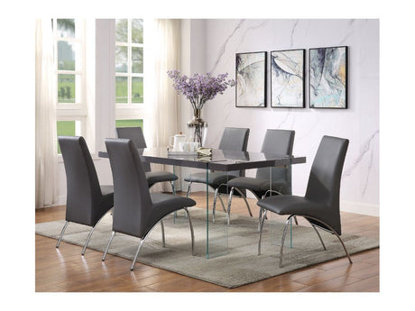 Noland Gray High Gloss & Clear Glass Dining Table - Ornate Home