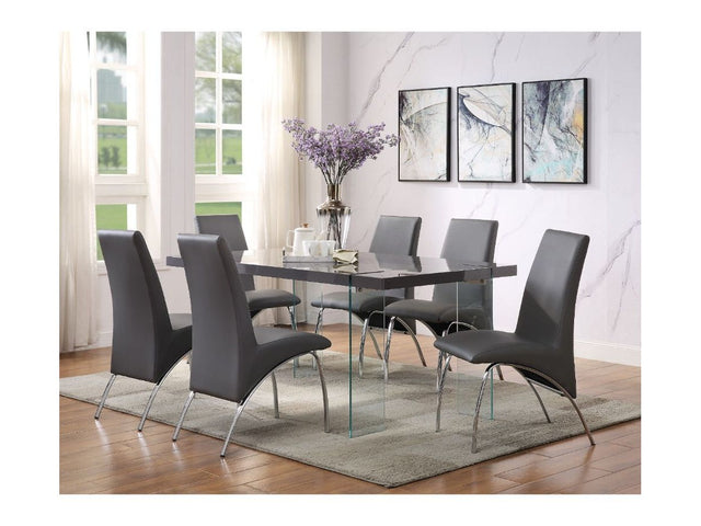 Noland Gray High Gloss & Clear Glass Dining Table - Ornate Home