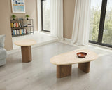 Nolfi Yellow Travertine/Brown Oak Coffee Table - Ornate Home