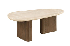 Nolfi Yellow Travertine/Brown Oak Coffee Table - Ornate Home