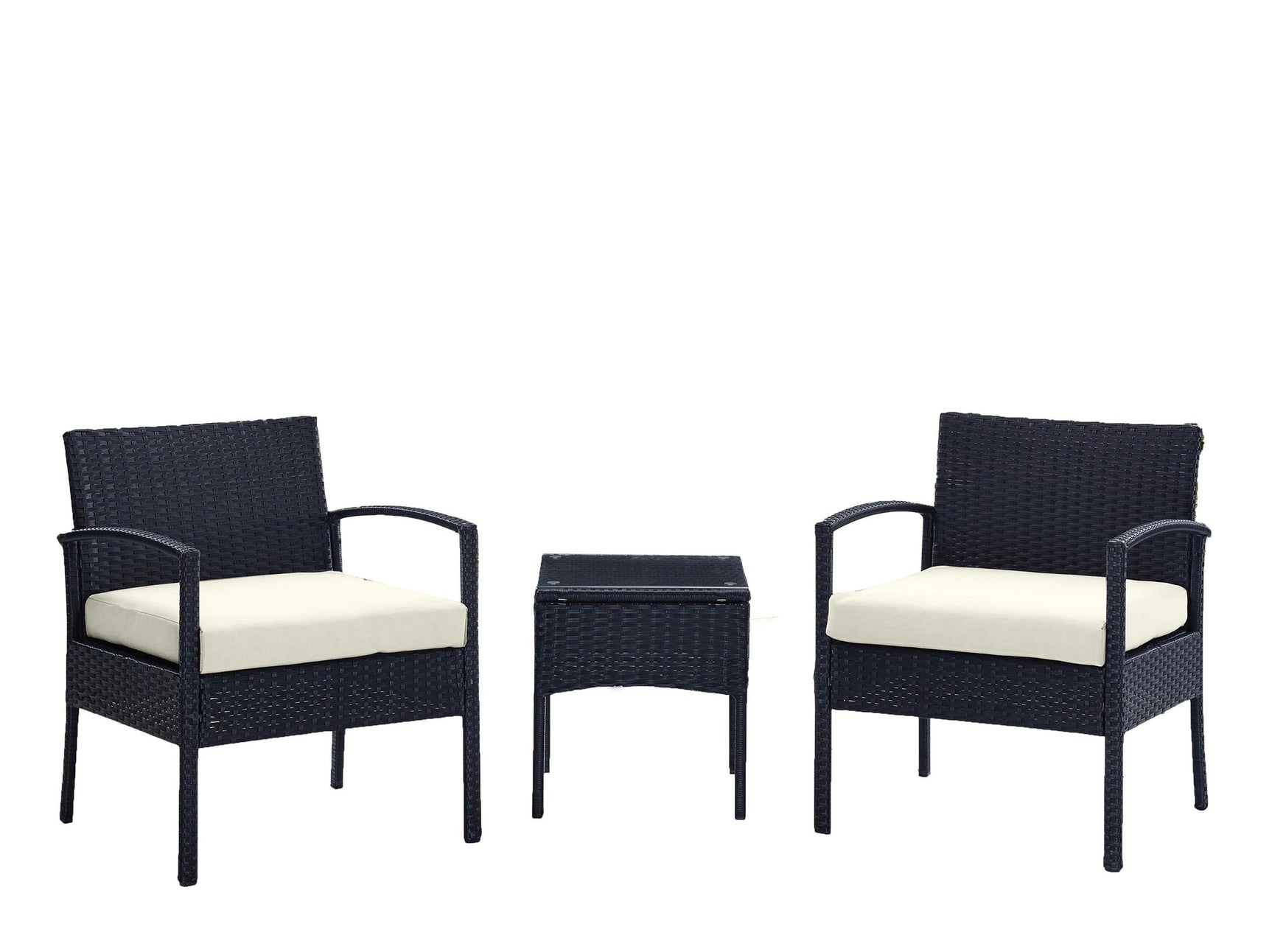 Noli Patio 2-Person Seating Group with End Table with Cream Cushions - Ornate Home