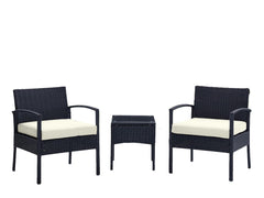 Noli Patio 2-Person Seating Group with End Table with Cream Cushions - Ornate Home
