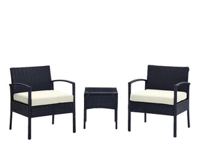 Noli Patio 2-Person Seating Group with End Table with Cream Cushions - Ornate Home