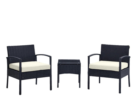 Noli Patio 2-Person Seating Group with End Table with Cream Cushions - Ornate Home