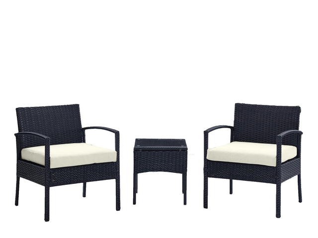 Noli Patio 2-Person Seating Group with End Table with Cream Cushions - Ornate Home