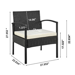 Noli Patio 2-Person Seating Group with End Table with Cream Cushions - Ornate Home