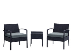 Noli Patio 2-Person Seating Group with End Table with Grey Cushions - Ornate Home