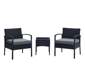 Noli Patio 2-Person Seating Group with End Table with Grey Cushions - Ornate Home