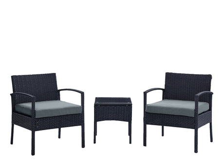 Noli Patio 2-Person Seating Group with End Table with Grey Cushions - Ornate Home