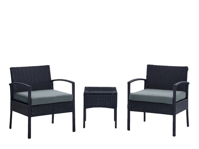 Noli Patio 2-Person Seating Group with End Table with Grey Cushions - Ornate Home