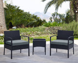 Noli Patio 2-Person Seating Group with End Table with Grey Cushions - Ornate Home