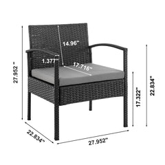 Noli Patio 2-Person Seating Group with End Table with Grey Cushions - Ornate Home