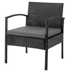 Noli Patio 2-Person Seating Group with End Table with Grey Cushions - Ornate Home
