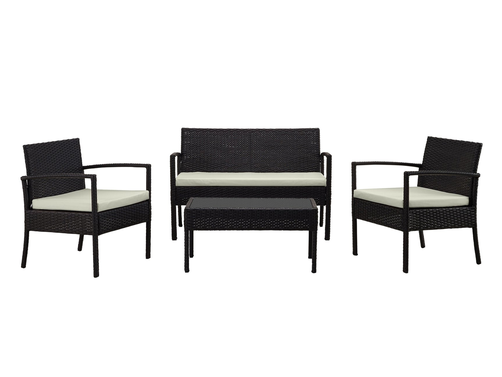 Noli Patio 4-Person Conversation Set with Coffee Table with Cream Cushions - Ornate Home