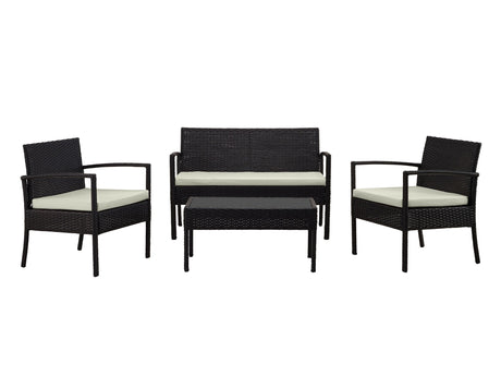 Noli Patio 4-Person Conversation Set with Coffee Table with Cream Cushions - Ornate Home