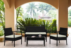Noli Patio 4-Person Conversation Set with Coffee Table with Cream Cushions - Ornate Home