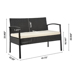 Noli Patio 4-Person Conversation Set with Coffee Table with Cream Cushions - Ornate Home