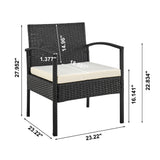 Noli Patio 4-Person Conversation Set with Coffee Table with Cream Cushions - Ornate Home