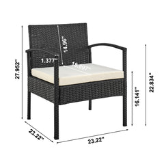 Noli Patio 4-Person Conversation Set with Coffee Table with Cream Cushions - Ornate Home