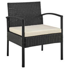 Noli Patio 4-Person Conversation Set with Coffee Table with Cream Cushions - Ornate Home