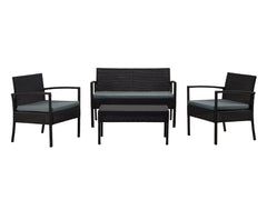 Noli Patio 4-Person Conversation Set with Coffee Table with Grey Cushions - Ornate Home