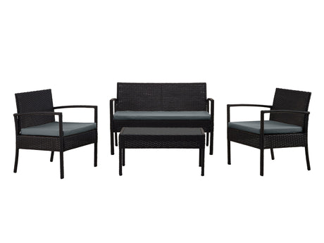 Noli Patio 4-Person Conversation Set with Coffee Table with Grey Cushions - Ornate Home