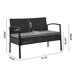 Noli Patio 4-Person Conversation Set with Coffee Table with Grey Cushions - Ornate Home